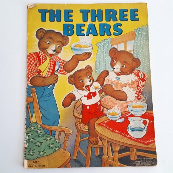 The Three Bears Milo Winter 3417 Vintage 1938 Merrill Publishing Company Chicago - Picture 1 of 12